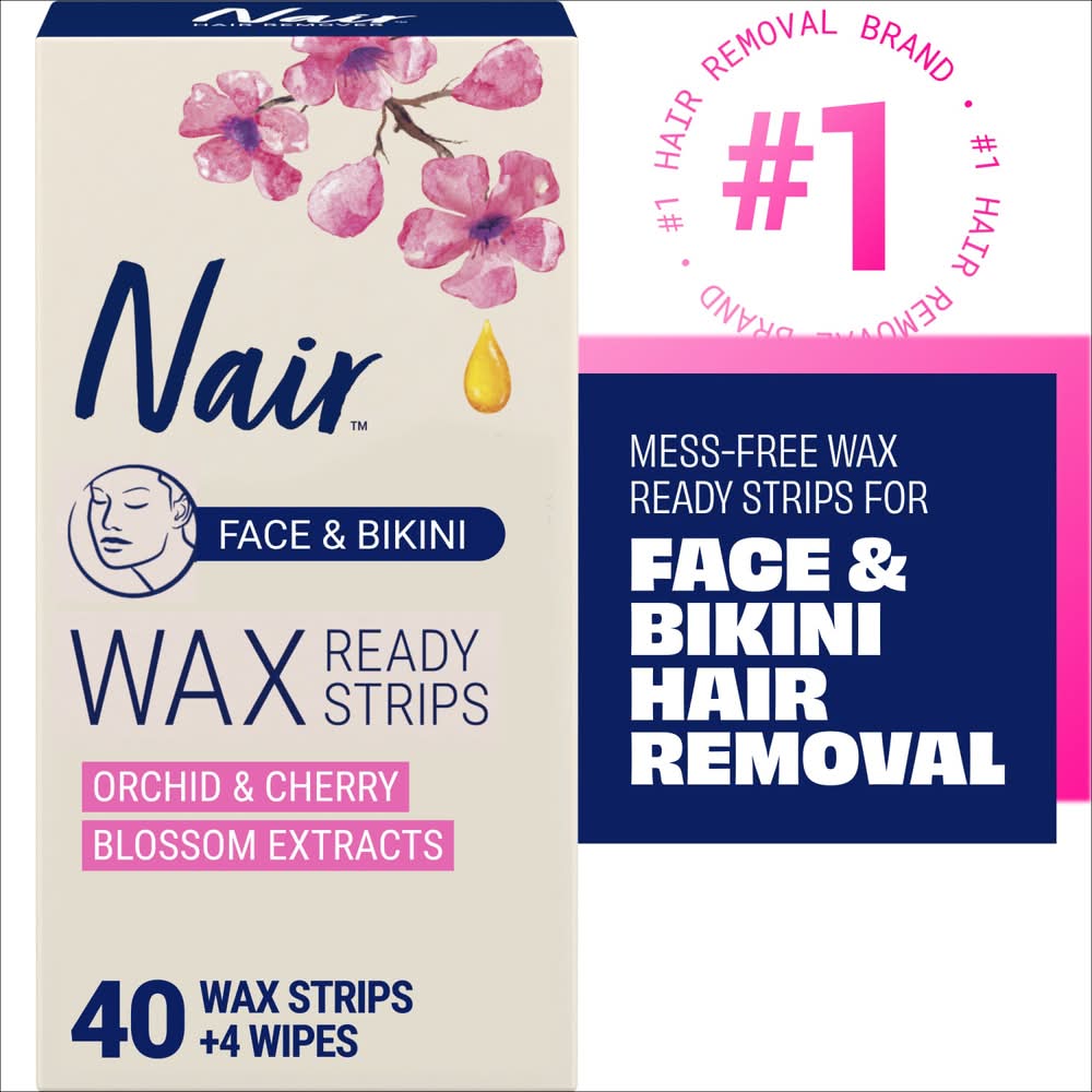 Nair Ready-Strips Wax For Face & Bikini Hair Remover (40 ct)