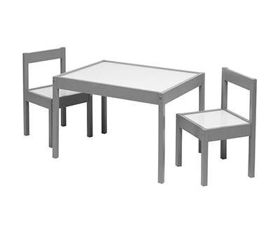 Kids Gray 3-Piece Dry Erase Activity Table & Chair Set