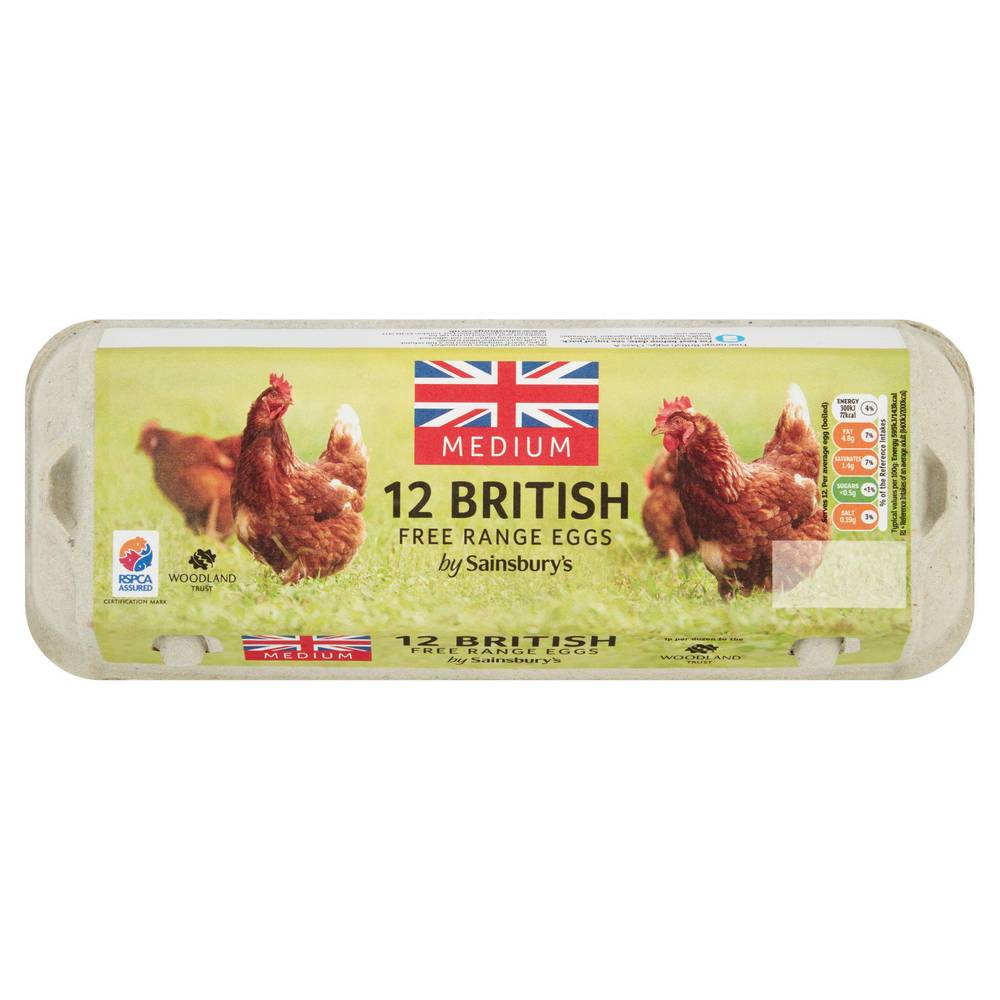 Sainsbury's British Free Range Eggs Medium x12
