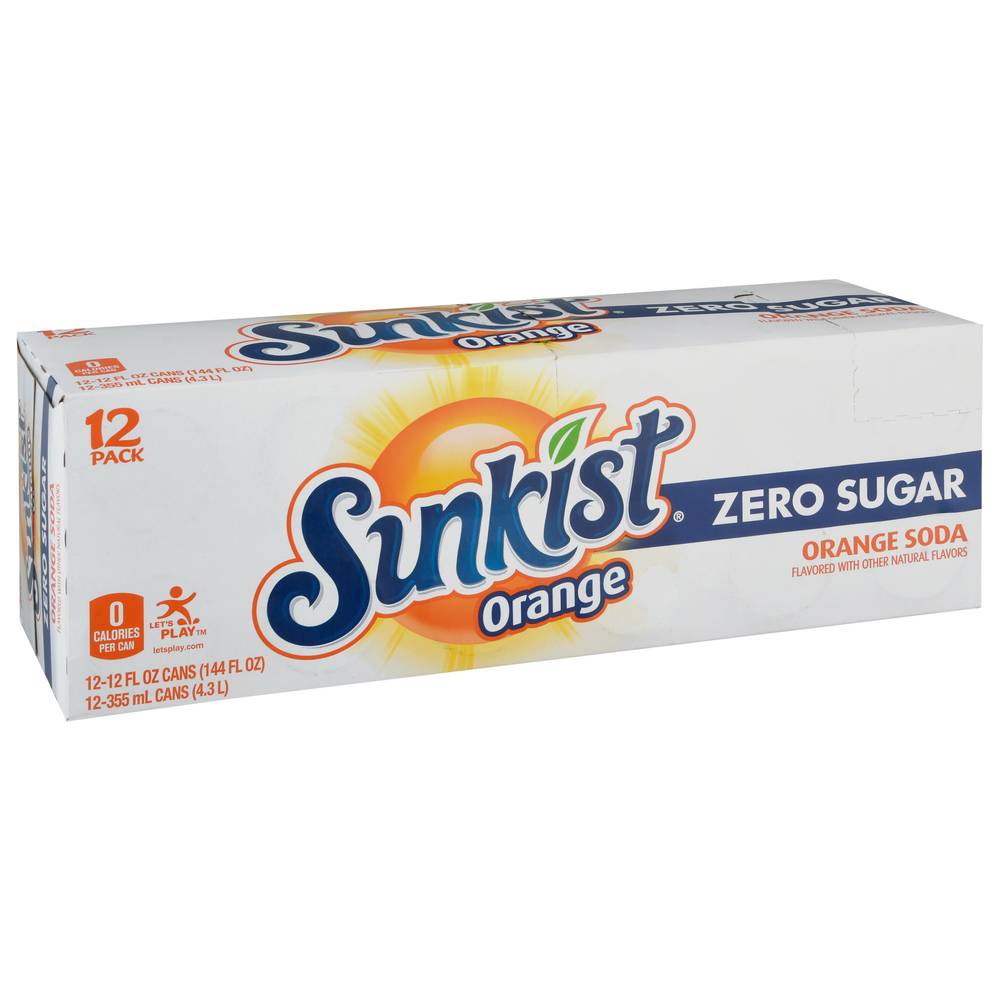 Sunkist Zero Sugar Orange Soda (12 ct, 12 fl oz)