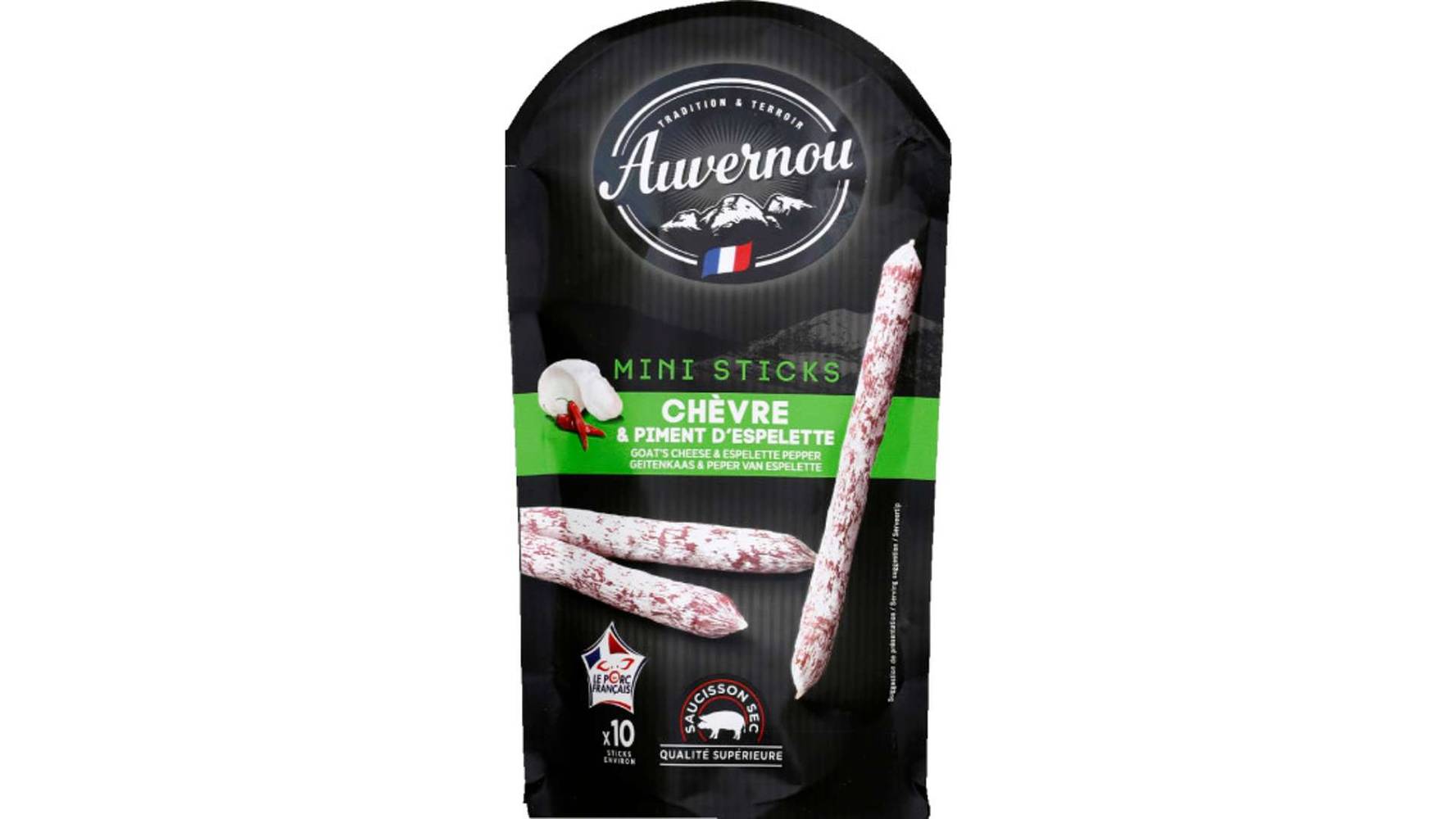 Auvernou - Mini sticks saucisson sec chèvre & piment d'espelette (10 pièces)