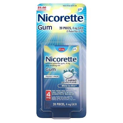 Nicorette Nicotine Gum To Quit Smoking White Ice Mint - 20.0 ea