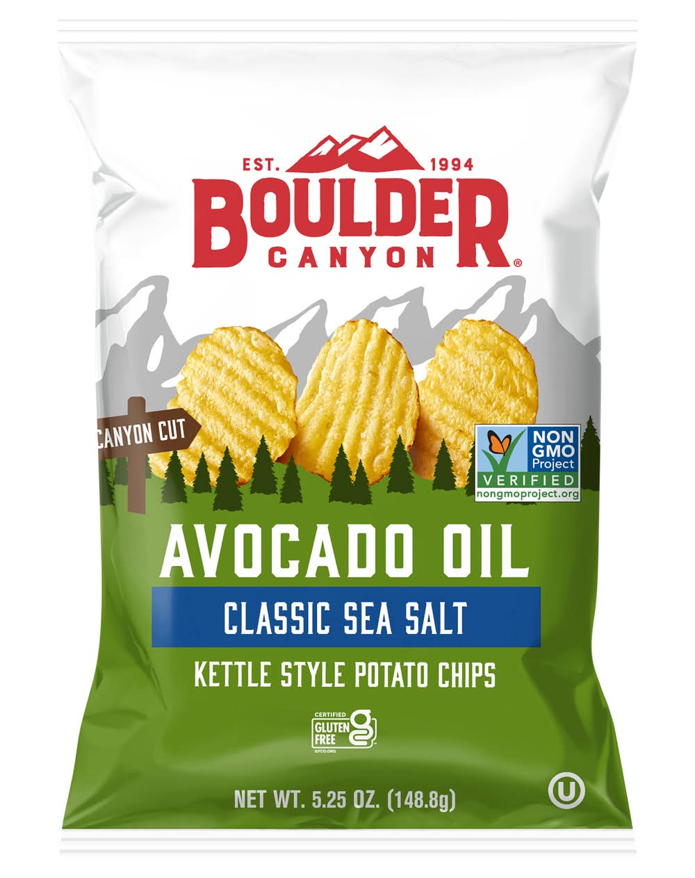 Boulder Canyon Kettle Style Potato Chips With Avocado Oil, Classic Sea Salt (5.25 oz)