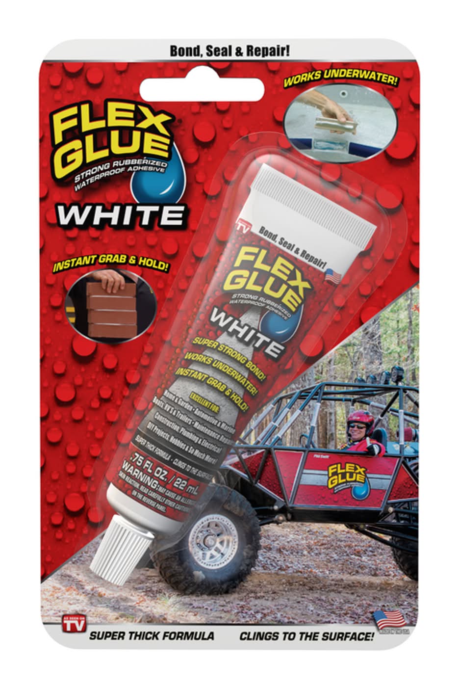 Flex Seal Family Of Products Flex Glue Mini Super Strength Rubber White Adhesive 0.75 Fl. Oz.