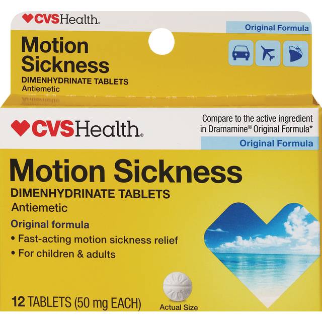 CVS Health Motion Sickness Dimenhydrinate Tablets (12 ct)