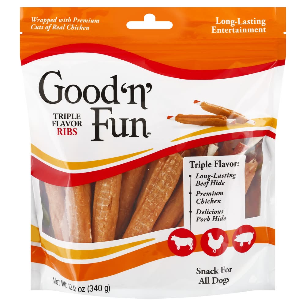 Good 'n' Fun Triple Flavor Ribs Dog Snack (12 oz)