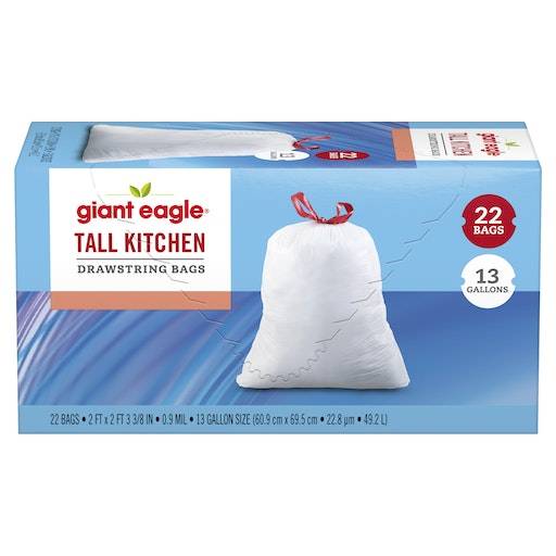 Giant Eagle 13 Gallon Tall Kitchen Drawstring Trash Bags (22 ct)