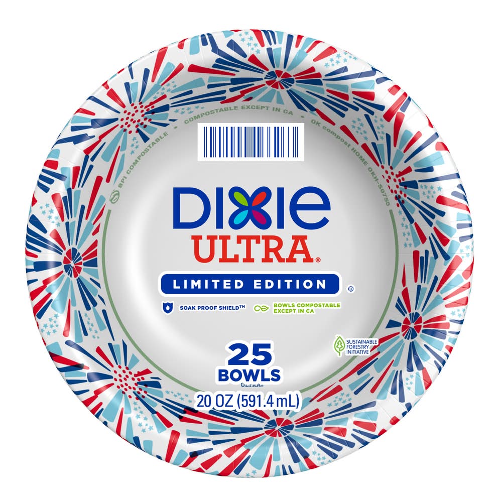 Dixie Ultra Ultimate Strength Bowls, Blue-White (20 oz, 25 ct)
