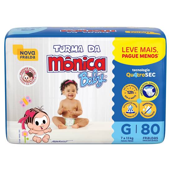 Ontex brasil fralda infantil descartável turma da mônica baby g (80 un)