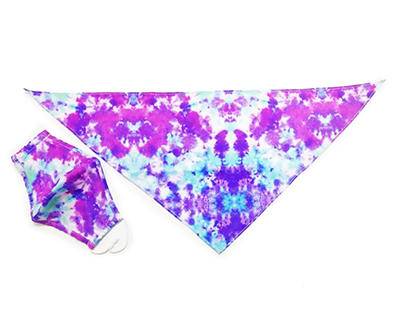 Fabdog Tie-Dye Face Mask & Dog Bandana Set (m-l/purple)