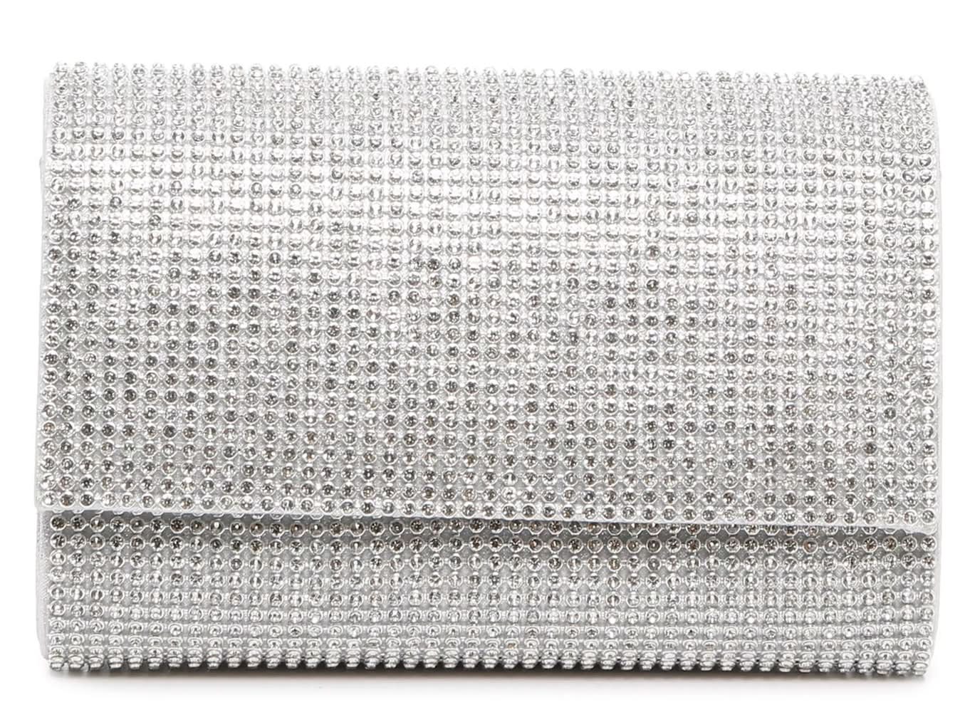 Kelly & Katie Jeweled Clutch (Silver Metallic One Size)