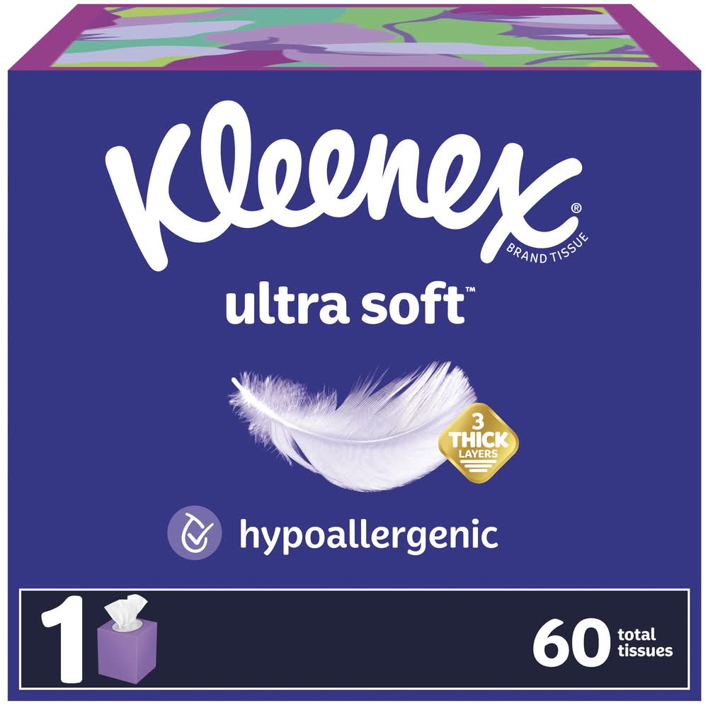 Kleenex Ultra Soft Hypoallergenic Facial Tissues Cube Box (60 ct)