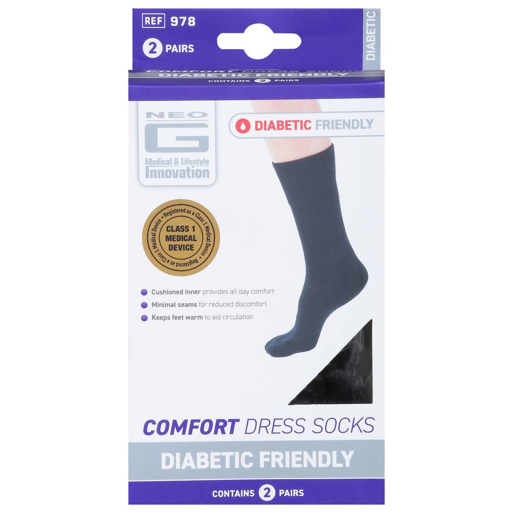 Neo g Diabetic Friendly Comfort Dress Socks ( 2 ct ) (s-m/black)