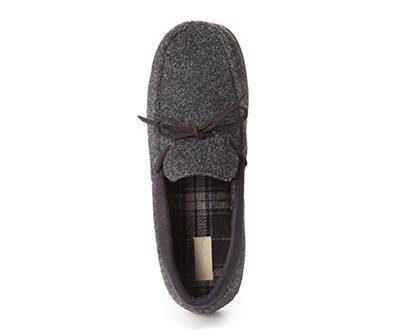 Men's Black Moccasin Slippers, Size XL