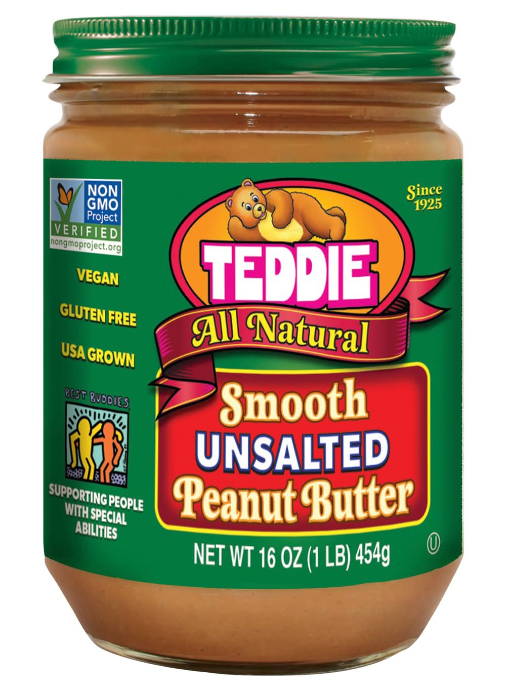 Teddie All Natural Smooth Unsalted Peanut Butter (16 oz)