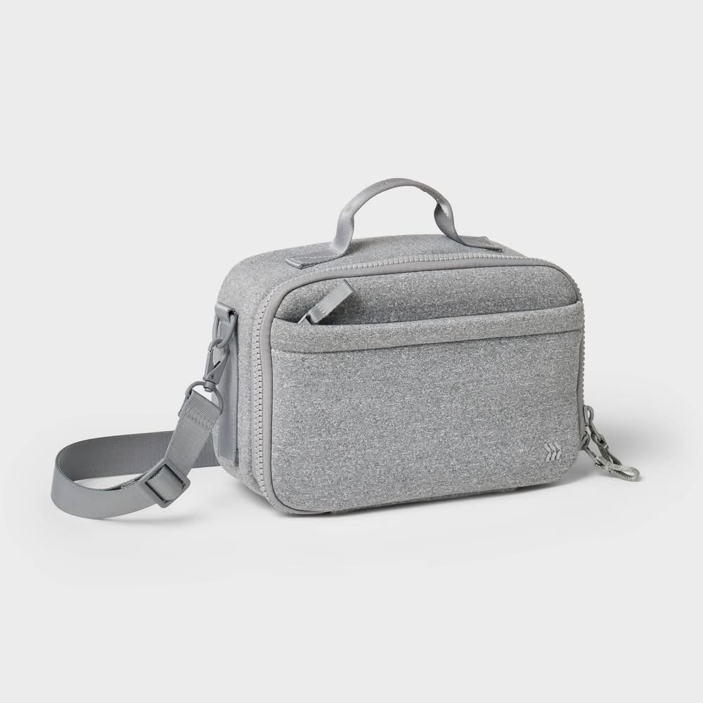 All In Motion Faux Neoprene Lunch Tote Bag, Heather Gray
