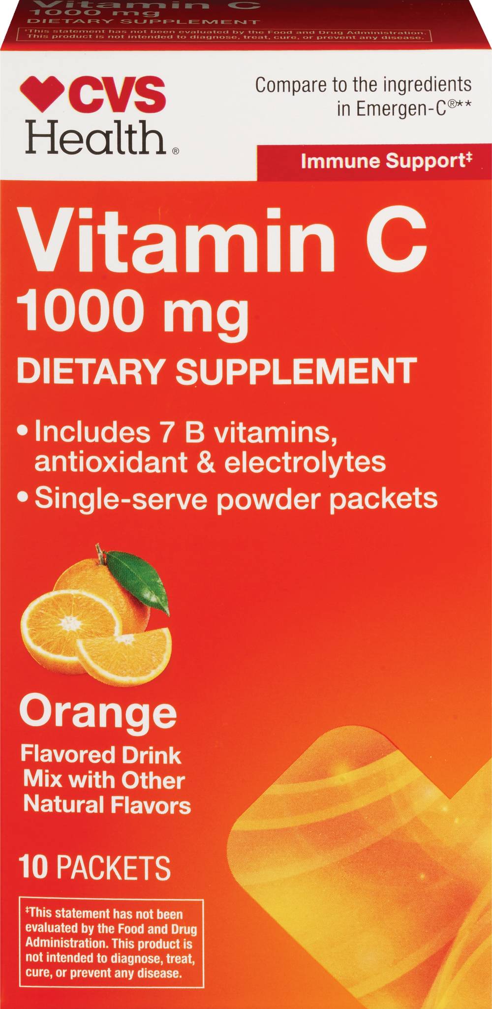 CVS Health Vitamin C 1000 mg Dietary Supplement Packets, Orange (10 ct)