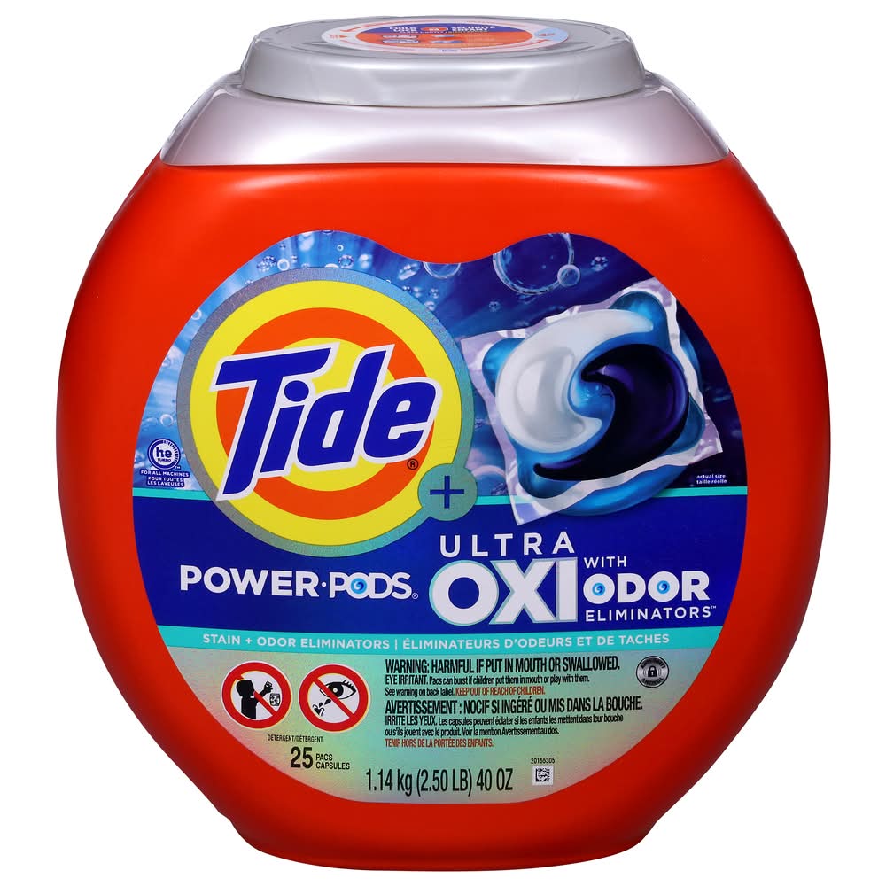 Tide Ultra Oxi Power Pods With Odor Eliminators (2.5 lbs, 25 ct)