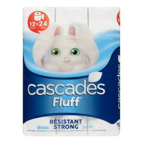Cascade · Fluff strong soft bathroom tissue - Fluff forte tissu de salle de bain douce (12 rolls - 12 rouleaux doubles)