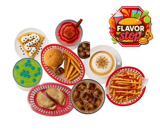 Crepas, mini hot cakes, hamburguesas, Flavor Stop