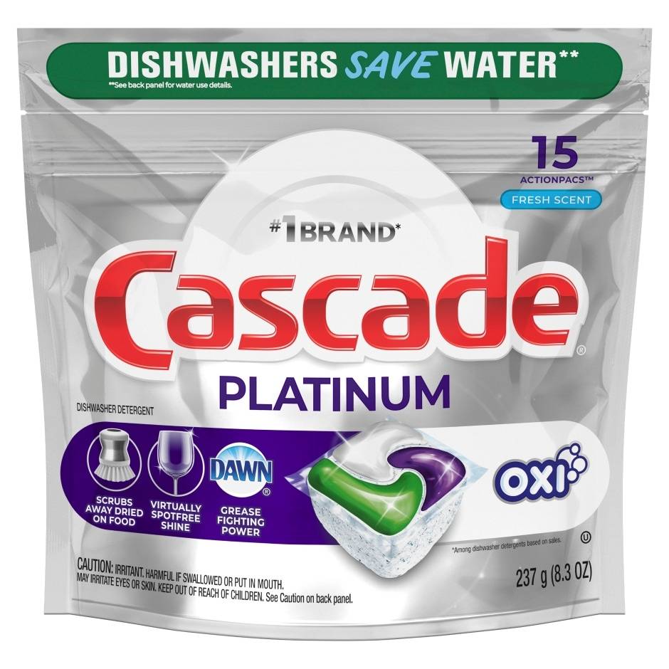 Cascade Platinum Fresh Actionpacs Dishwasher Detergent Tabs (8.3 oz, 15 ct)