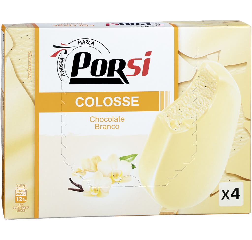 PorSi - Gelados colosse chocolate branco, 4 unidades