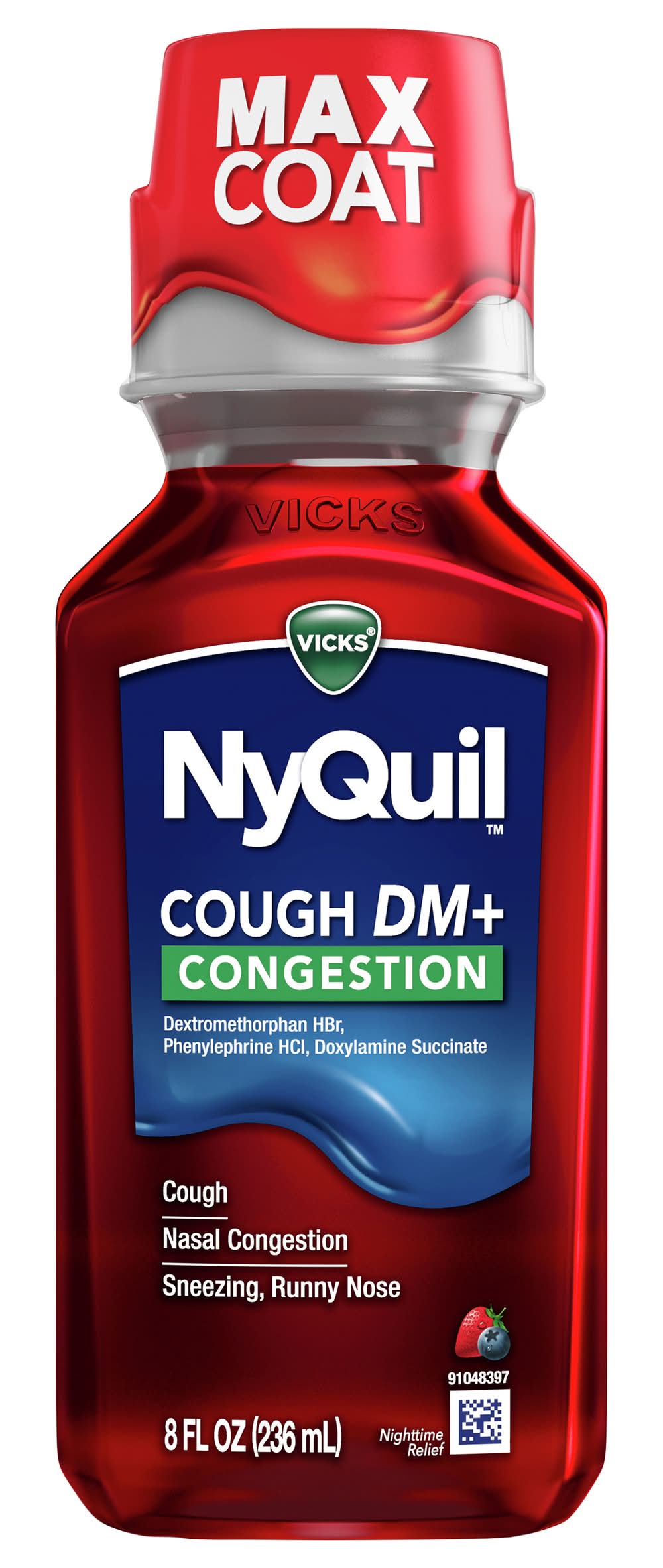 Vicks Nyquil Berry Relieves Nighttime Cough Dm + Congestion (8 fl oz)
