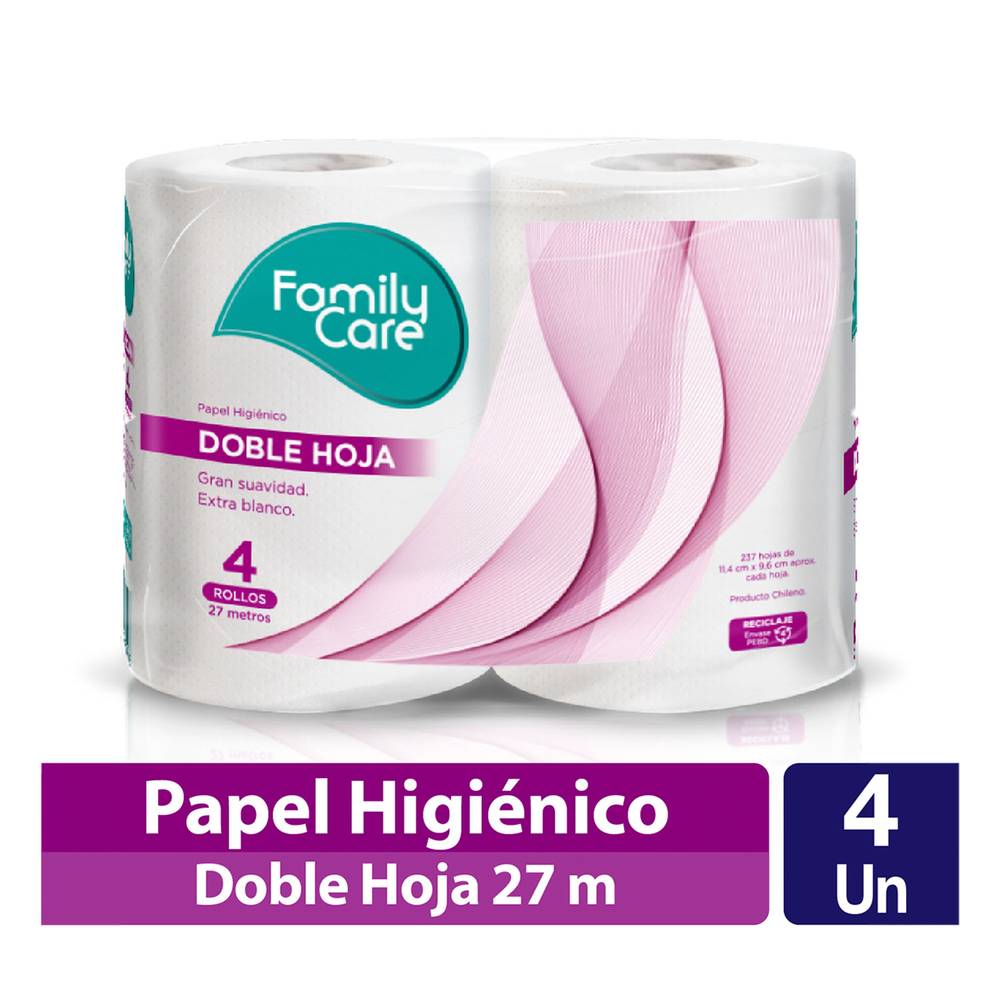 Family care papel higiénico doble hoja (pack 4 u x 27 m c/u)