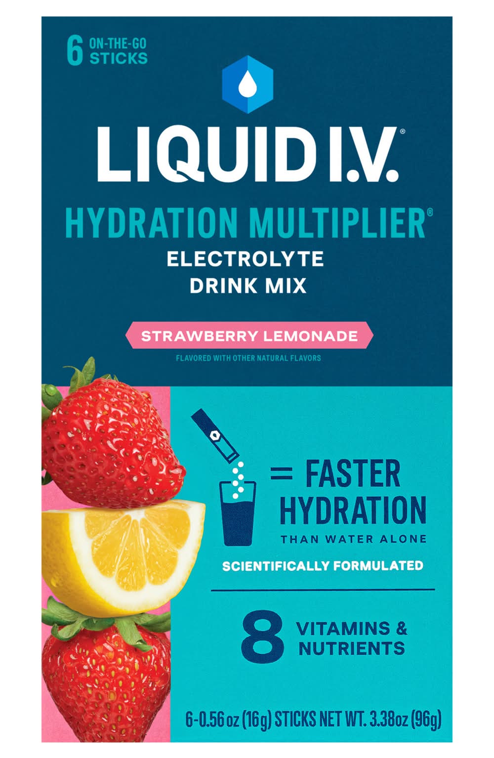 Liquid I.V. Hydration Multiplier Electrolyte Drink Mix, Strawberry Lemonade (6 x 0.56 oz)
