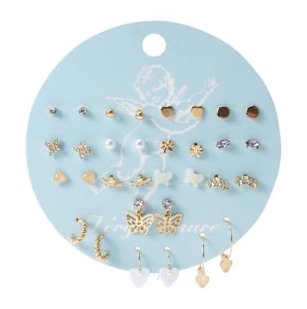 Earrings 16-Pack White Hearts