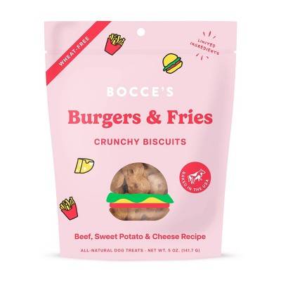 Bocce's Bakery Biscuit For Dog Treats, Burgers & Fries (5 oz)