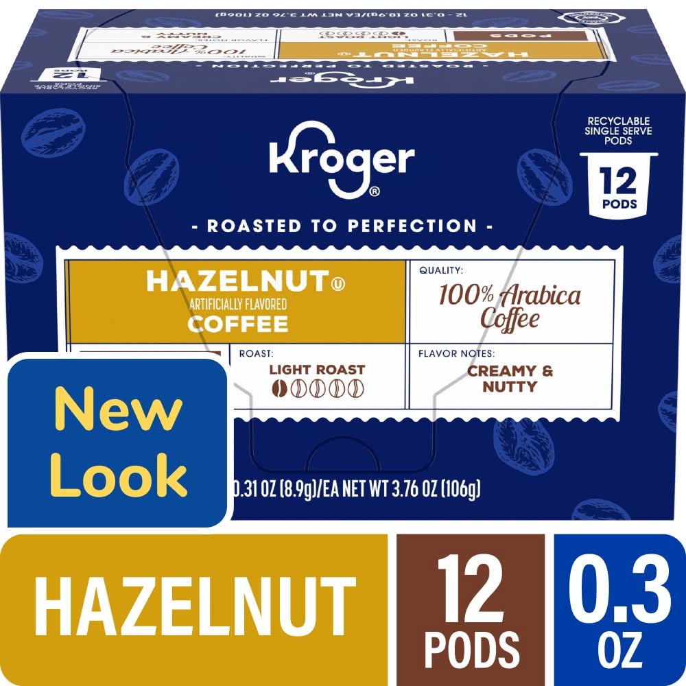 Kroger Light Roast Coffee Pods, Hazelnut (3.76 oz, 12 ct)