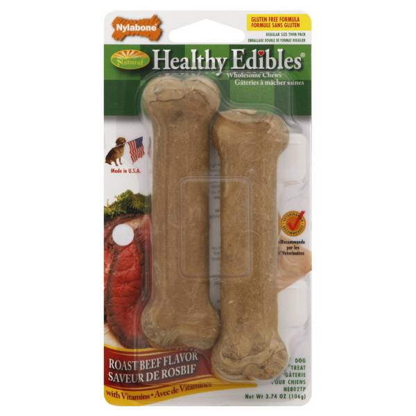 Nylabone Healthy Edibles Wholesome Chews Roast Beef Flavor Dog Treat (5.74 oz, 2 ct)