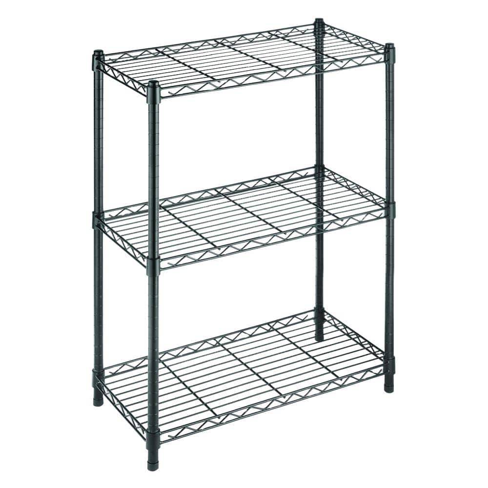 Hdx 3-Tier Steel Wire Shelving Unit In Black (24 In. W X 30 In. H X 14 In. D)