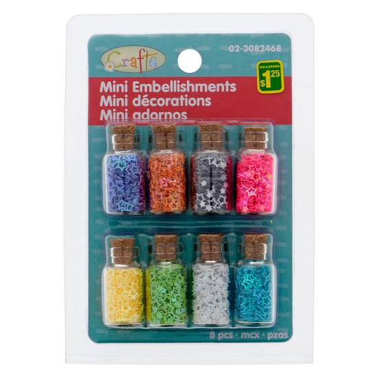 CRAFT CORNER Mini Bottles With Embellishments, 8Pc (2.3CM H; 1.5CM DIA)