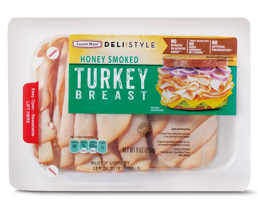 Lunch Mate Sliced Turkey Breast, Honey Smoked (9 oz)