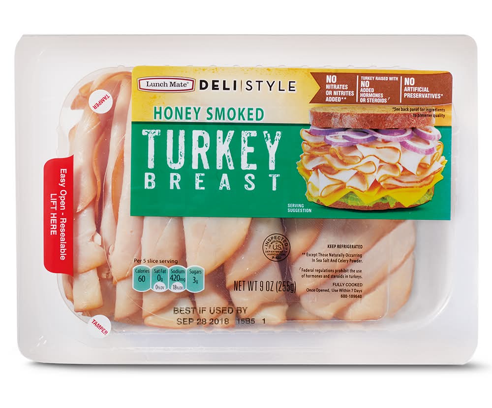Lunch Mate Sliced Turkey Breast, Honey Smoked (9 oz)