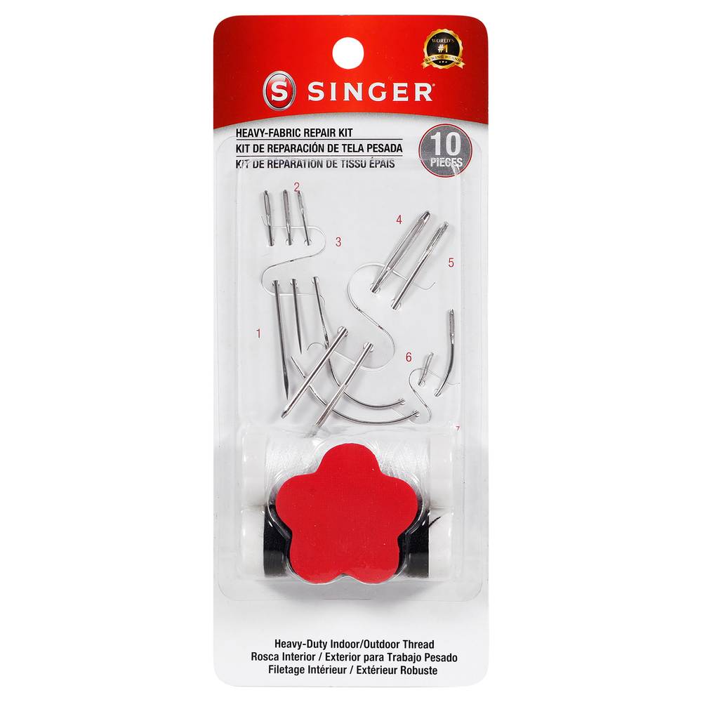 Singer Heavy Duty Fabric Repair Kit With Household Needles For Heavy Fabrics