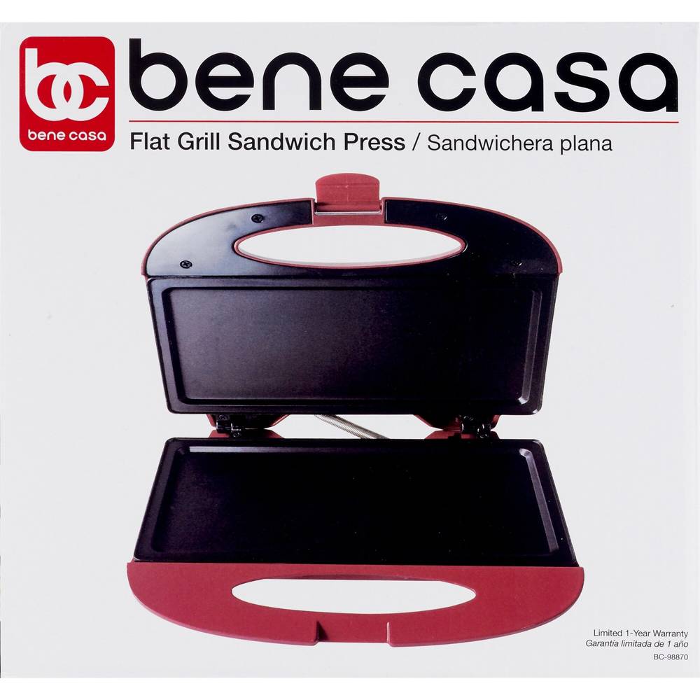Bene Casa Flat Grill Sandwich Press, Red