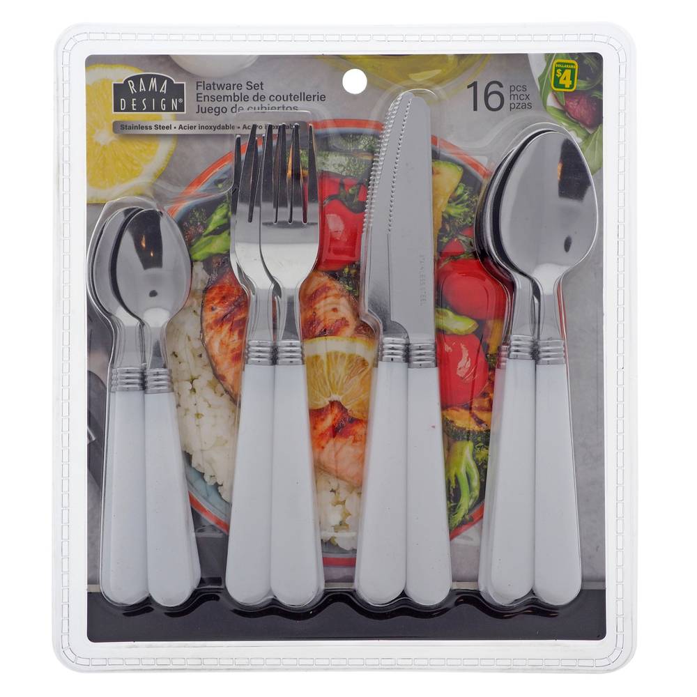 Rama Design Stainless Cutlery Set Plastic Handle (16 ct)