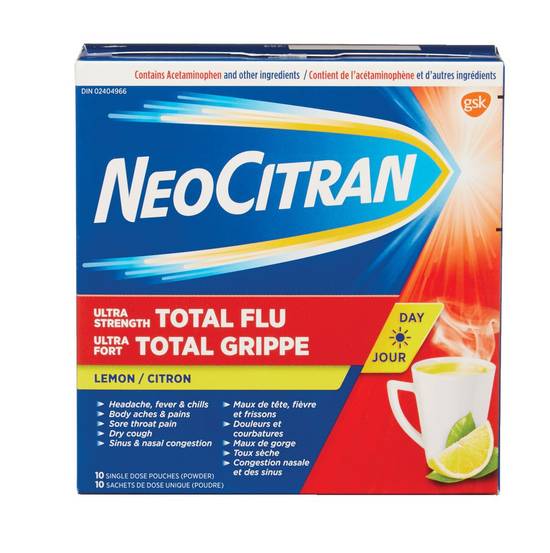 Neocitran Ultra Strength Total Flu Lemon Powder Pouches (10 ct)
