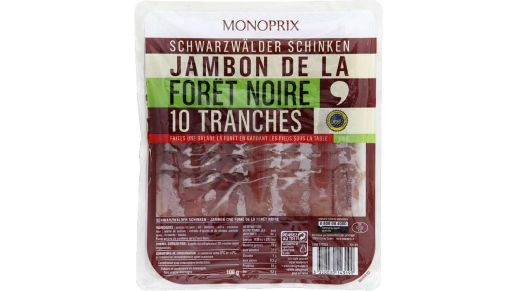Monoprix - Jambon de la forêt noire en tranches
