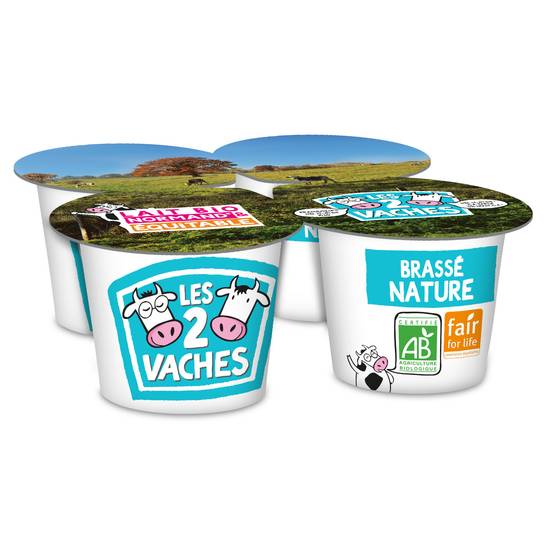 Danone - Les 2 vaches yaourt nature brassé bio (4 pièces)