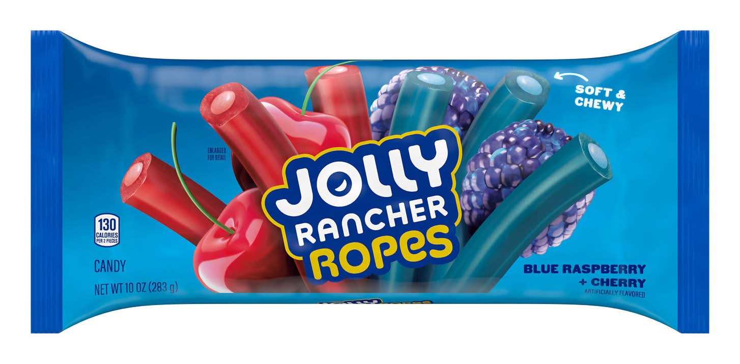 Jolly Rancher Soft & Chewy Ropes Candy, Blue Raspberry + Cherry (10 oz)