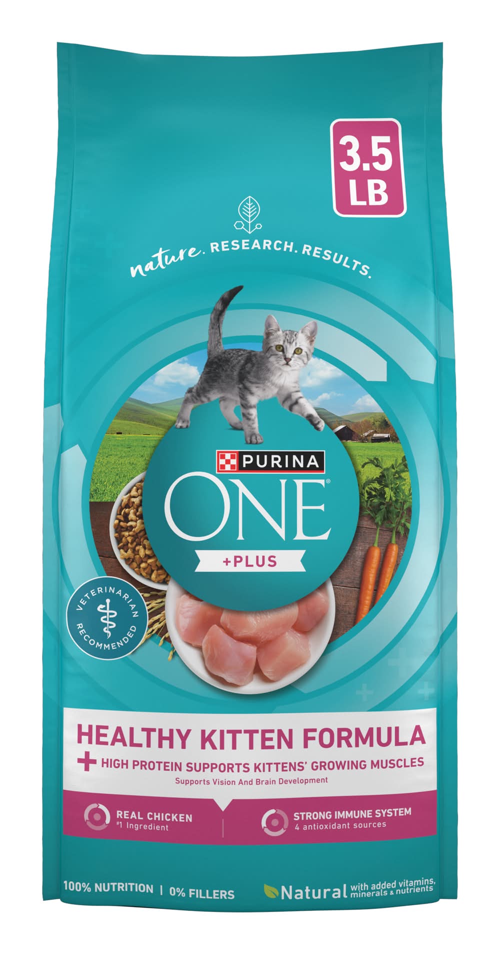 Purina One Plus Healthy Kitten Formula Dry Cat Food, Real Chicken (3.5 lbs)