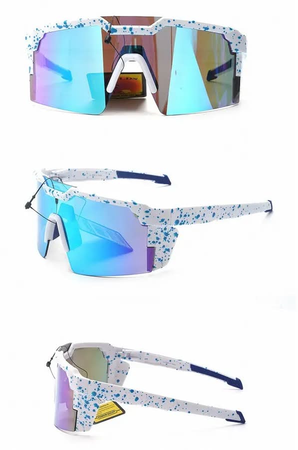 Trader Bo's Sunglasses Speckled White Blue Lens