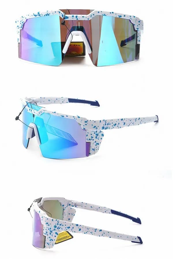 Trader Bo's Sunglasses Speckled White Blue Lens