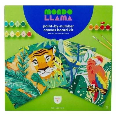 4pk Paint-By-Number Canvas Board Kit Jungle - Mondo Llama™