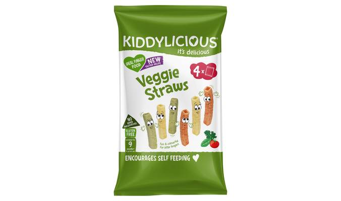 Kiddylicious Veggie Straws Baby Snack 9 Months+ Multipack 4 x 12g