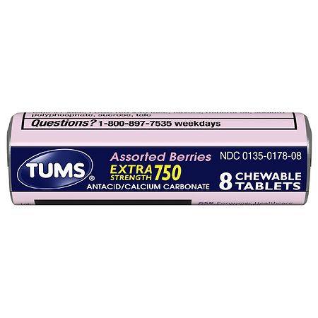 Tums Extra Strength 750 Antacid Chewable Tablets Assorted Berries - 8.0 ea